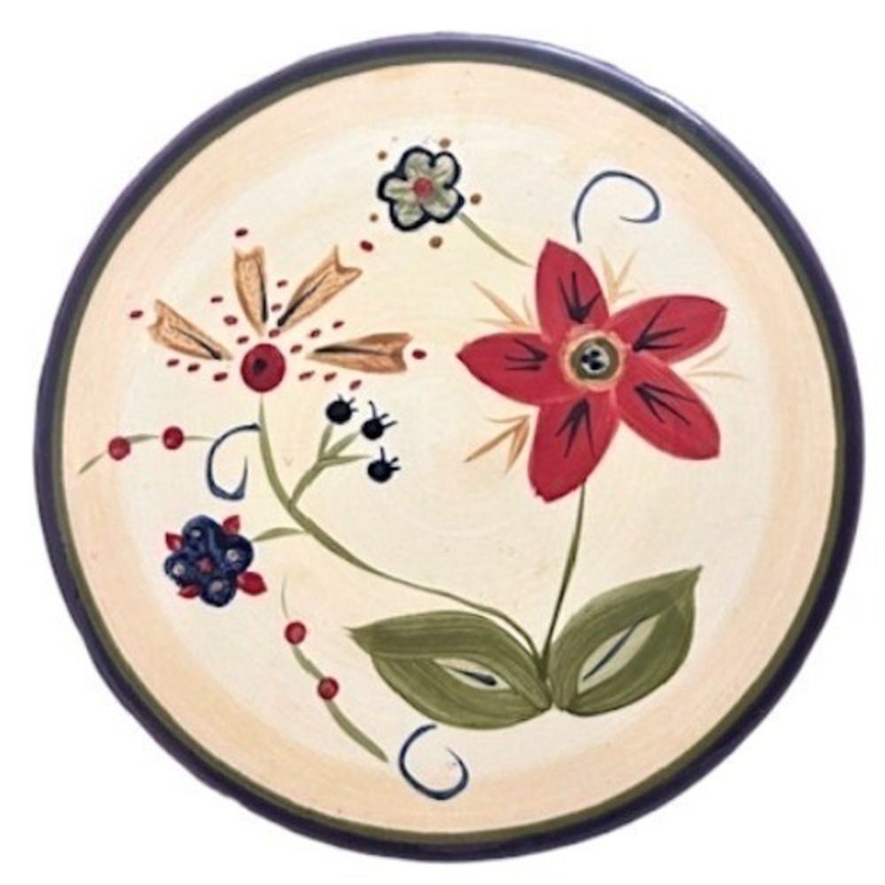 HD Designs Trivet Plate Hand Painted Floral‎ Motif Cottage Country Whimsical